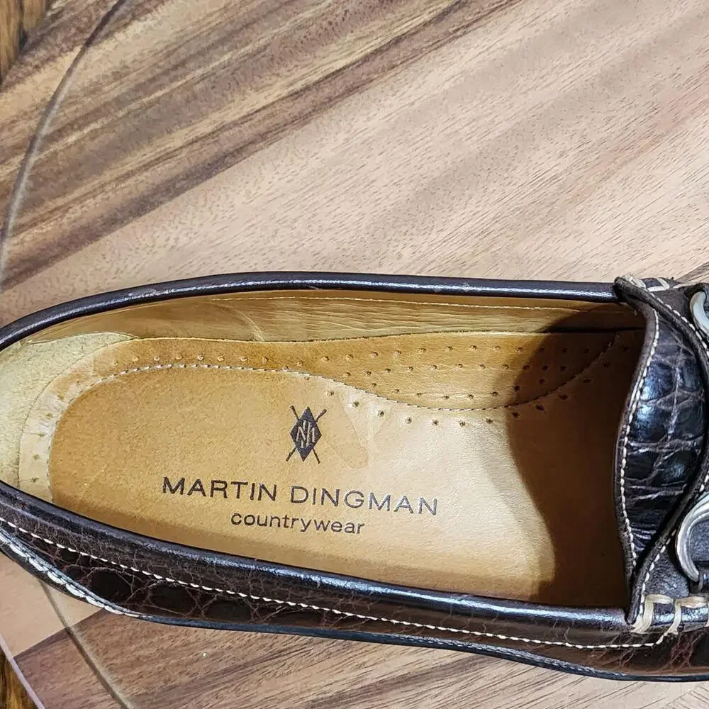 Martin Dingman Shoes Mens Size 8.5 M Brown Leather Bit Loafer Croc Driving Moc